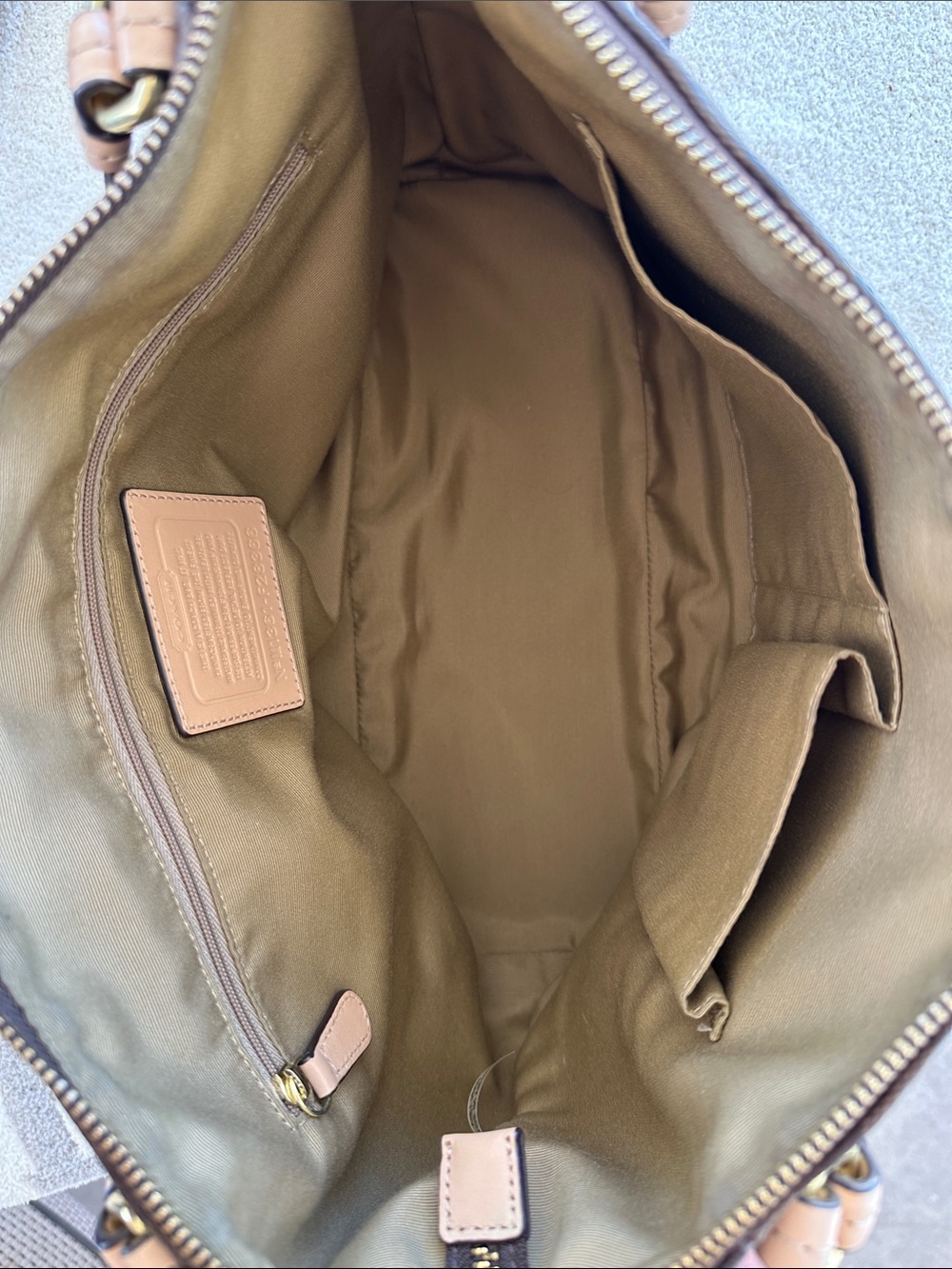Coach Brown Signature Shoulder Bag with Tan Trim - Picture 9 of 15